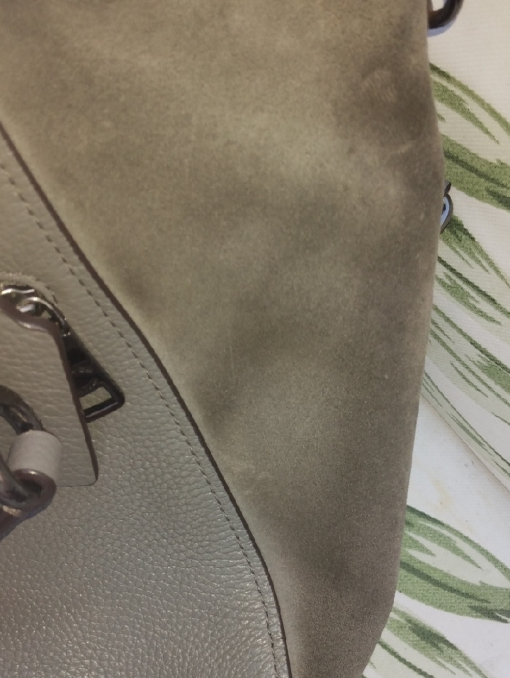 Coach Taupe Gray Leather & Suede Tote with Gunmetal Hardware: Leather Normal Use - Picture 9 of 10